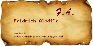 Fridrich Alpár névjegykártya